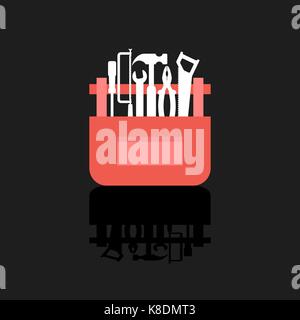 white tools in red box with shadow Stock Vector