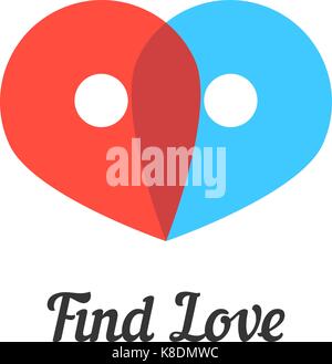 find love mark with transparent pins Stock Vector