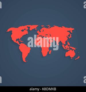 red pixel art world map Stock Vector