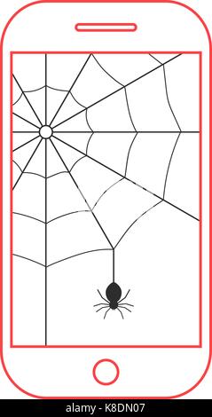 red smartphone with black cobweb Stock Vector