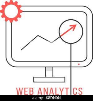 red and black web analytics icon Stock Vector