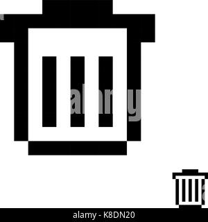 black pixelart trash can Stock Vector