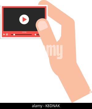 hand holding little video player card Stock Vector