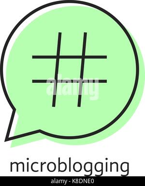 outline hashtag icon in green speech bubble Stock Vector