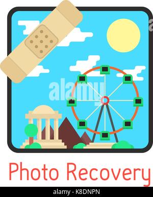 photo recovery with medical plaster Stock Vector