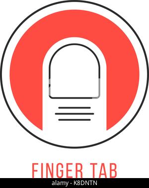red and black finger tab emblem Stock Vector