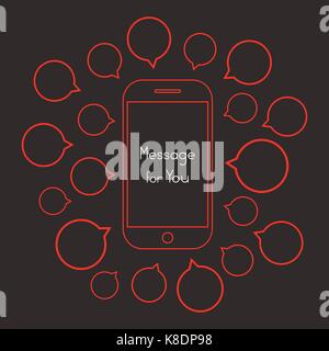 message for you with red smartphone and speech bubbles Stock Vector
