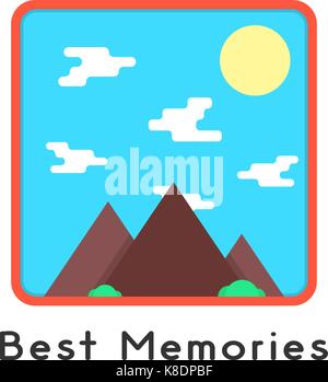 magnet like photoframe with mountains Stock Vector