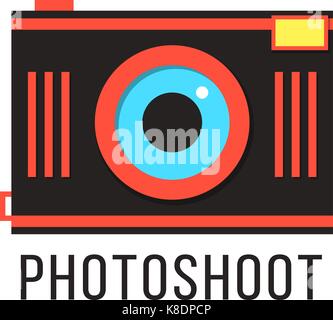 photoshoot icon with red camera Stock Vector