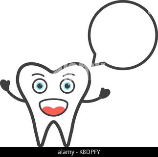 funny tooth character with speech bubble Stock Vector