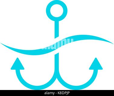 blue anchor on white background Stock Vector