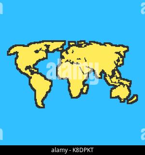 yellow and blue map with black contour Stock Vector