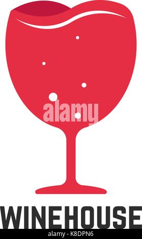 wine house logotype with red wineglass Stock Vector