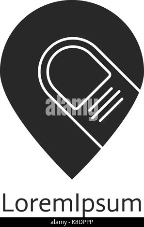 black pin icon with forefinger Stock Vector
