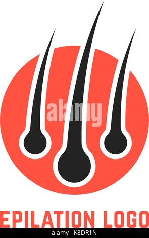 epilation logo with hair root Stock Vector