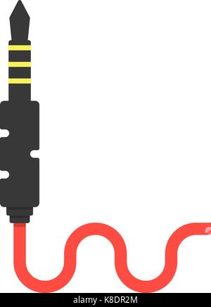 audio jack connector with red cable Stock Vector