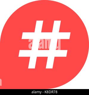 hashtag icon in red bubble Stock Vector