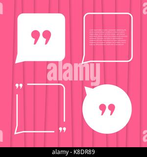 set of citation on pink striped background Stock Vector