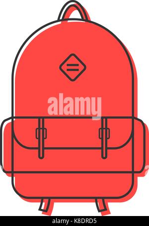 red backpack thin line icon Stock Vector