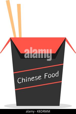 red and black box with chinese food Stock Vector