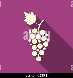 simple grape icon with long shadow Stock Vector
