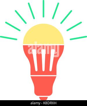 colored led bulb with green light flash Stock Vector
