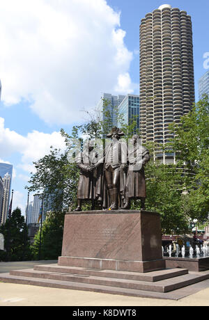 Baron galdeblæren tom George Washington, Robert Morris, Haym Salomon Memorial statue, Chicago,  Illinois Stock Photo - Alamy