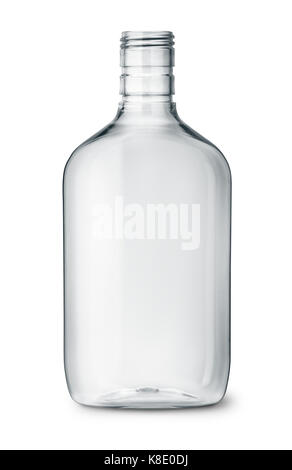 Clear plastic alcohol flasks isolated on white Stock Photo