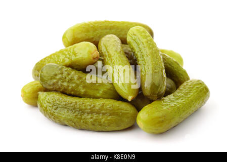 Pile of pickled cucumbers isolated on white Stock Photo
