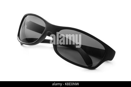 Folded plastic sunglasses isolated on white Stock Photo
