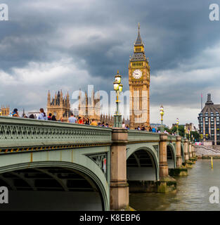 View over the river Thames, Westminster Bridge, London, England, Great Britain, Houses of Parliament, Big Ben Stock Photo