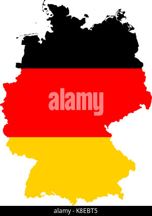 Map of Germany with the colours of the German flag Stock Photo