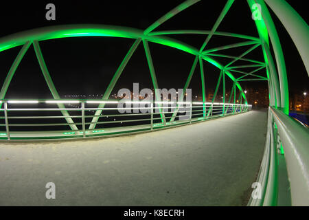 Illuminated iron bridge in Vukovar Stock Photo