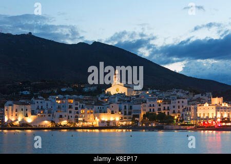 Cadaques sunset. Romanticism in the Mediterranean Sea. The village of Salvador Dali, in Costa Brava, Girona, Catalonia, Spain. Stock Photo