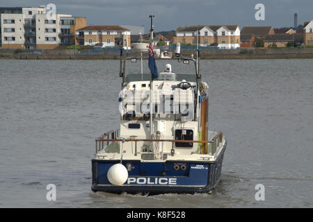 Met Police Marine Policing Unit boat Nina Mackay II patrolling  the Thames in London UK Stock Photo