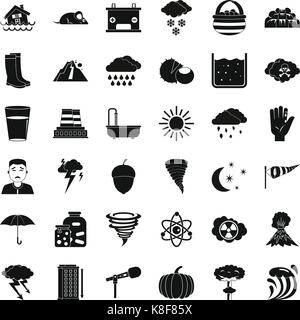 Weather icons set, simple style Stock Vector