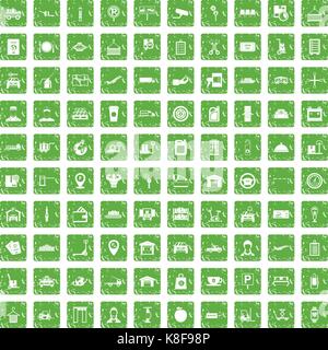 100 loader icons set grunge green Stock Vector