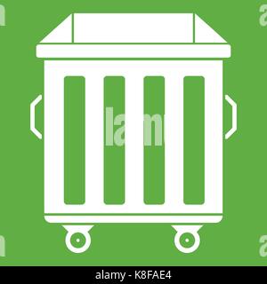 Dumpster on wheels icon green Stock Vector