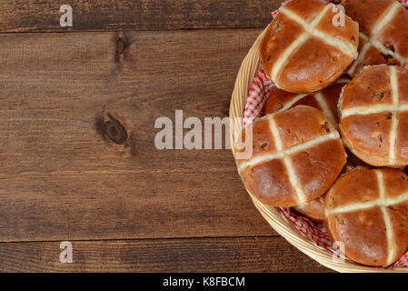 closeup top view hot cross buns Stock Photo