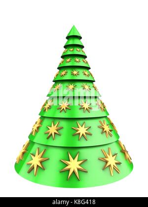 3d illustration of light green Christmas tree over white background ...