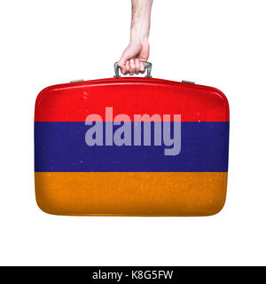 Armenia flag on a vintage leather suitcase Stock Photo - Alamy