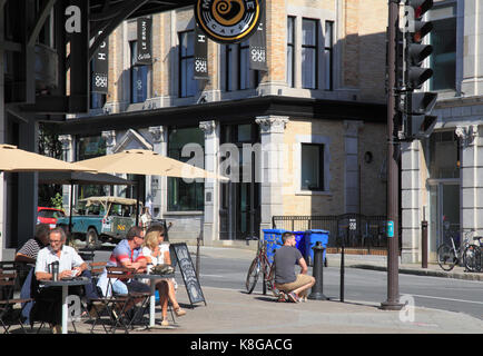 Canada, Quebec, Trois-Rivires, Rue des Forges, cafe, people, Stock Photo