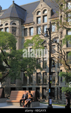 Canada, Quebec, Montreal, McGill University, Redpath Hall, McTavish Street, people, Stock Photo