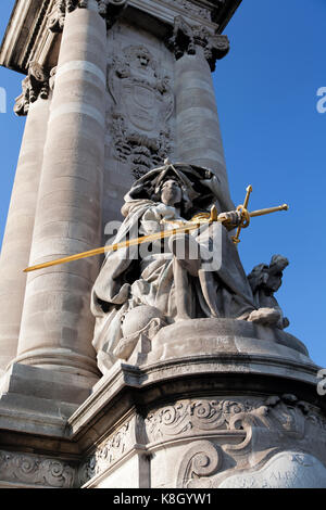 France, Paris, detail on the Pont Alexandre III bridge. Stock Photo