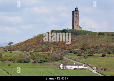 UK, West Yorkshire, Castle Hill, Victoria Tower on Castle Hill. Built to commemorate Queen Victoria's Diamond Jubilee of 1897. Stock Photo