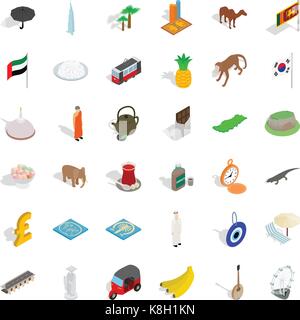 Monk icons set, isometric style Stock Vector