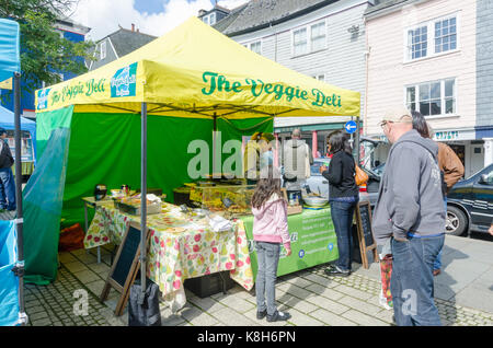 Food sellers at the Totnes Good Food Market which operates on the third sunday of each month Stock Photo