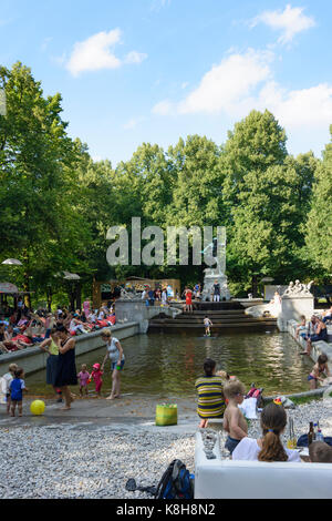 Beach Bar At Island Isarinsel At Fountain Vater Rhein