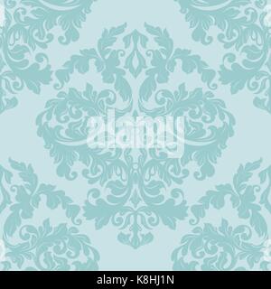 Damask sealess pattern with pistachio color and flower swirls Stock Vector