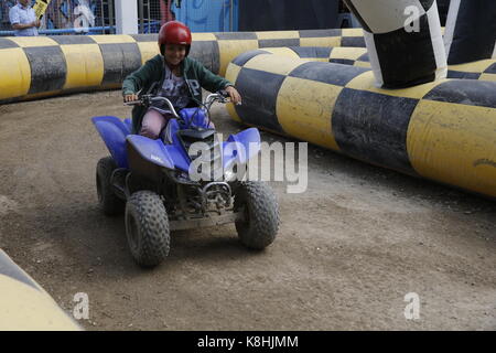 Boy riding a go-kart. france. Stock Photo